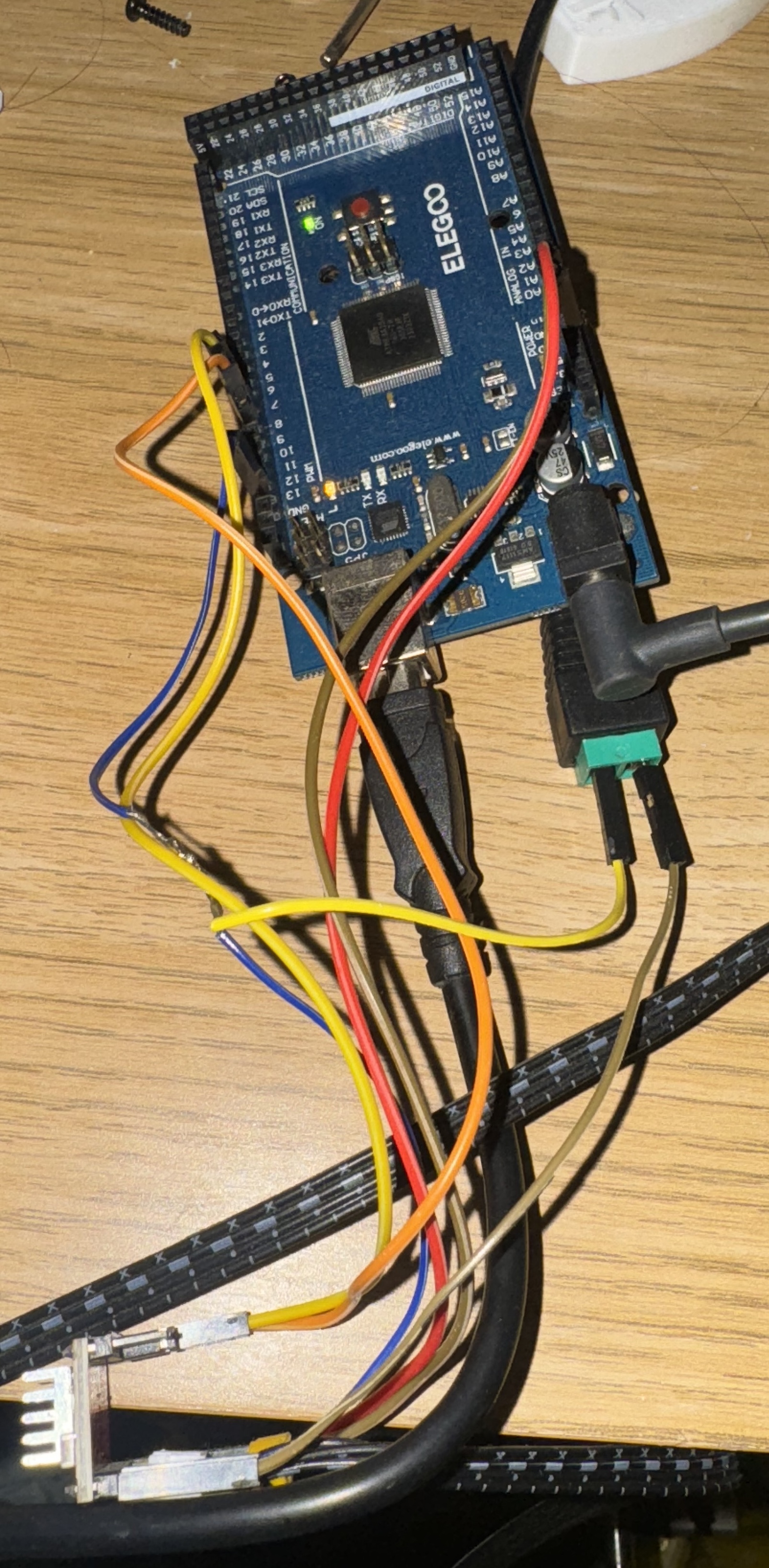 Photo of the (very messy) microcontroller and stpper driver wiring